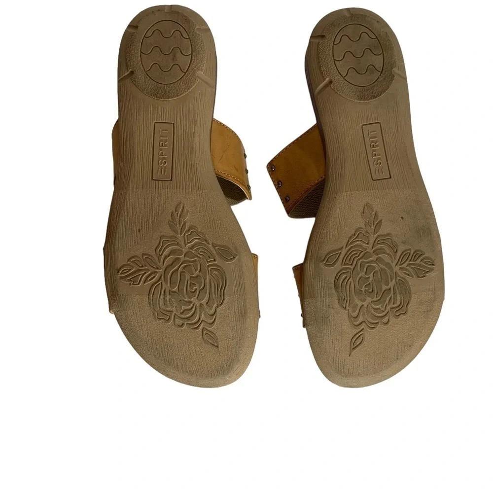 Women Esprit Tan Taupe Stretch Strap‎ Natasha Slide Slip On Sandal Shoes Size 8M